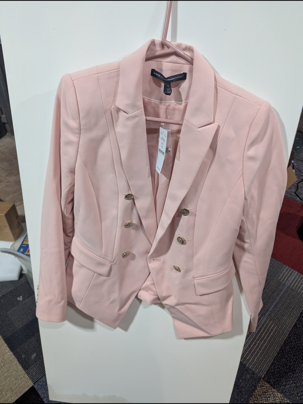 WHBM Pink Double-Breasted Blazer Jacket